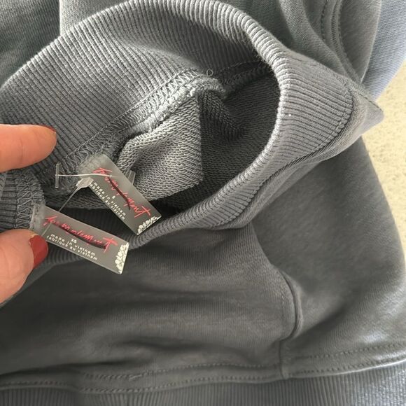 NWOT Free People Crew Neck Sweatshirt Sleeve Pocket Blue Oversized Movement Gym - Picture 13 of 13
